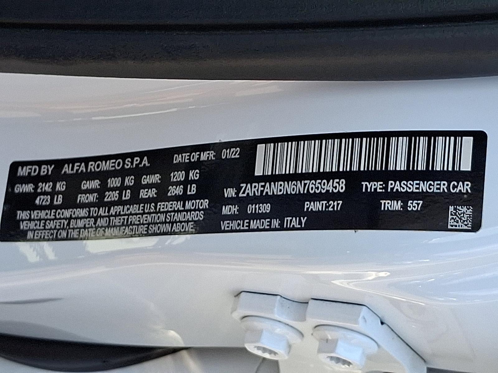 2022 Alfa Romeo Giulia Veloce AWD