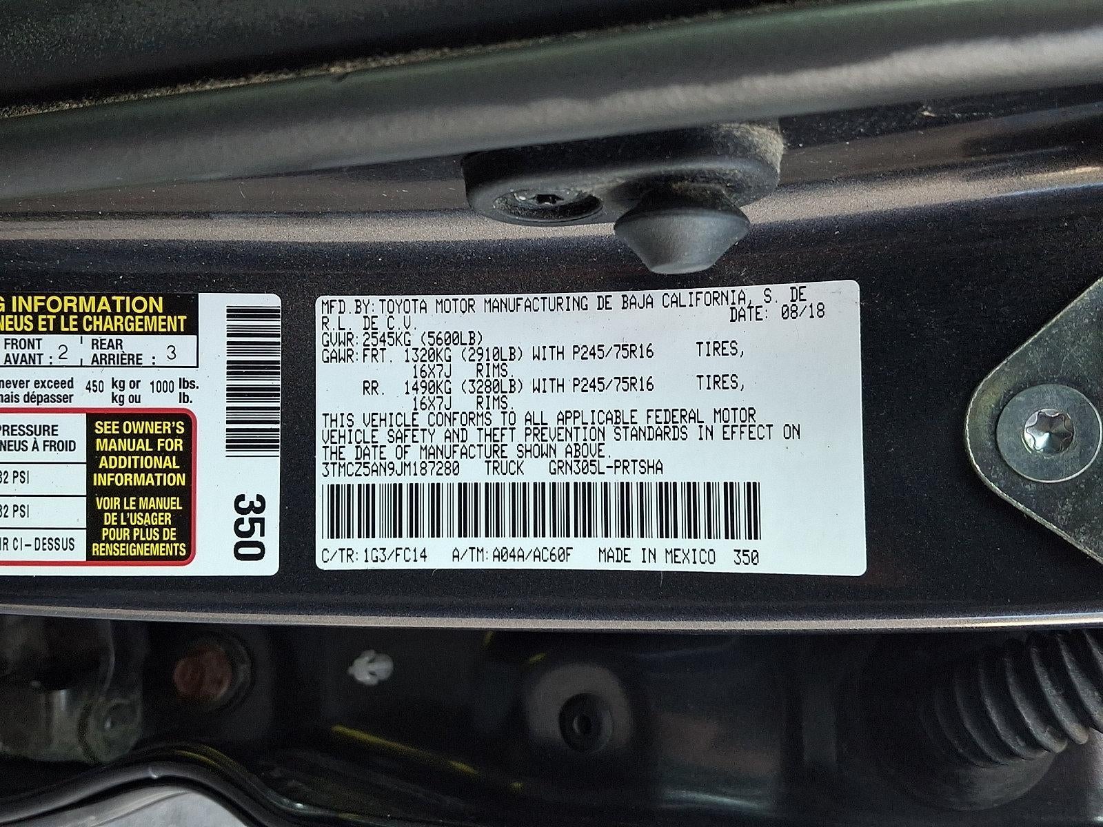 2018 Toyota Tacoma SR5 Double Cab 5' Bed V6 4x4 AT (GS)