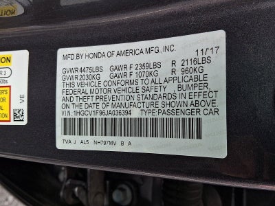 2018 Honda Accord Sedan Touring 1.5T CVT