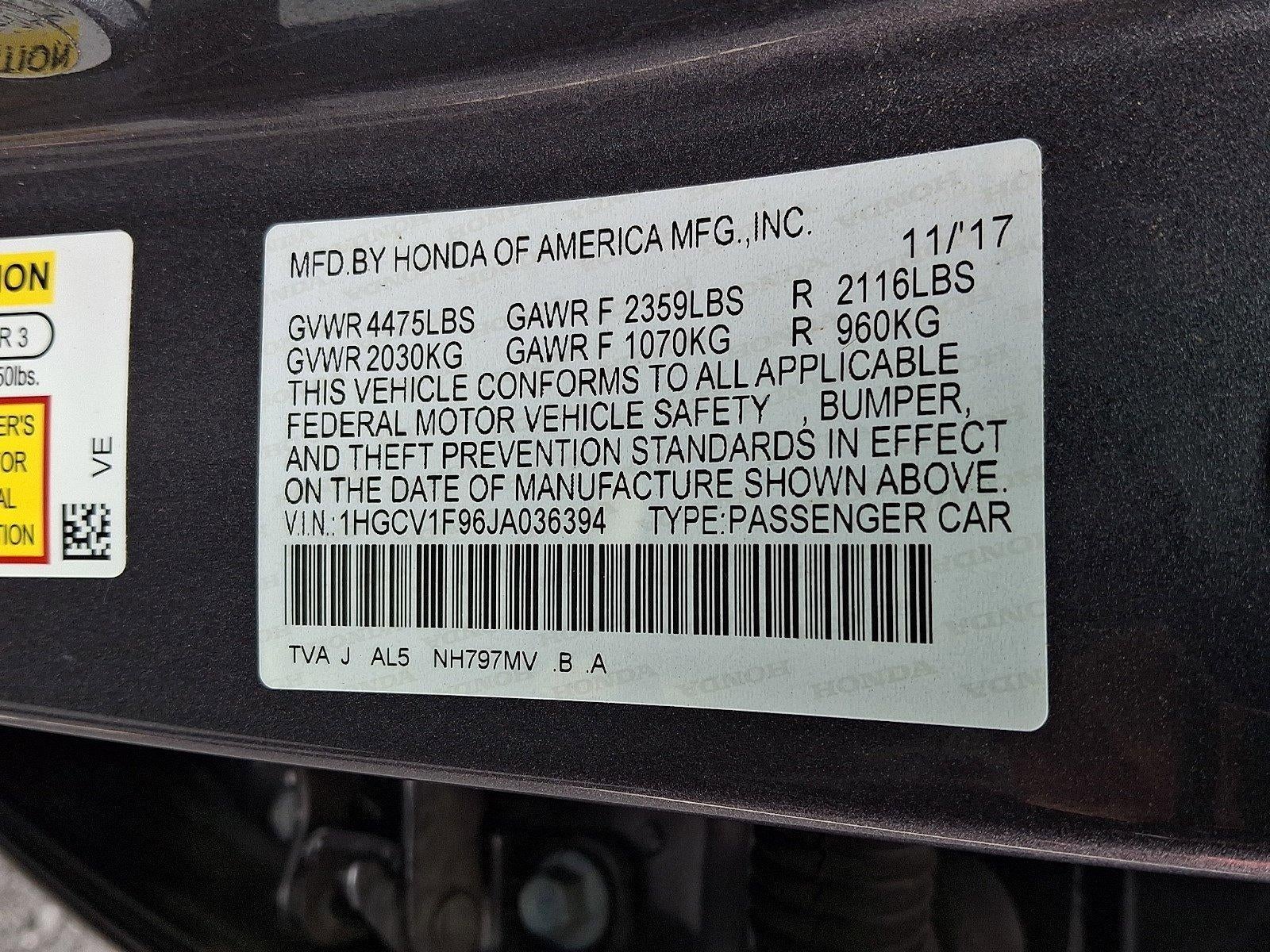 2018 Honda Accord Sedan Touring 1.5T CVT