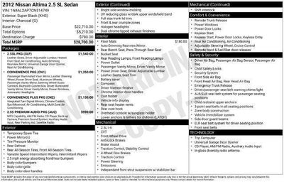 2012 Nissan Altima 4dr Sdn I4 CVT 2.5 SL