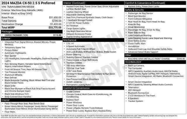 2024 Mazda Mazda CX-50 2.5 S Preferred Package AWD