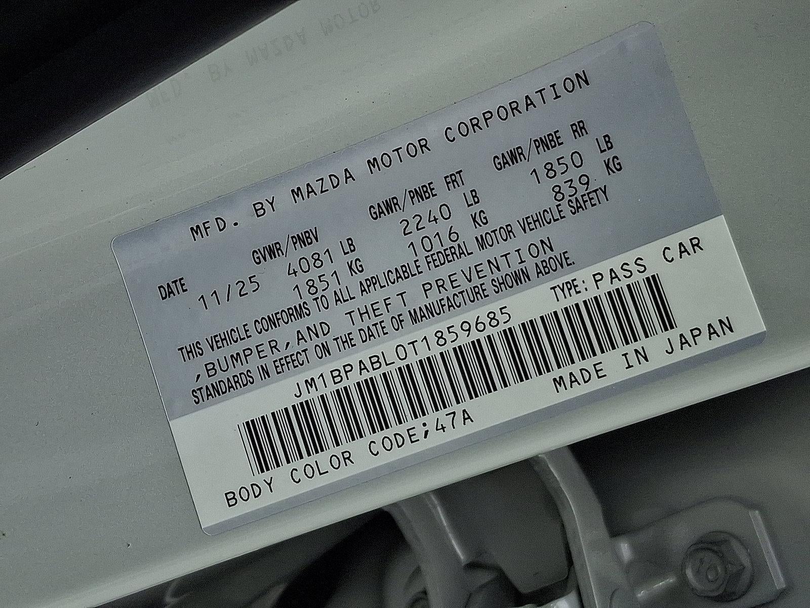 2026 Mazda Mazda3 Sedan 2.5 S Select Sport FWD