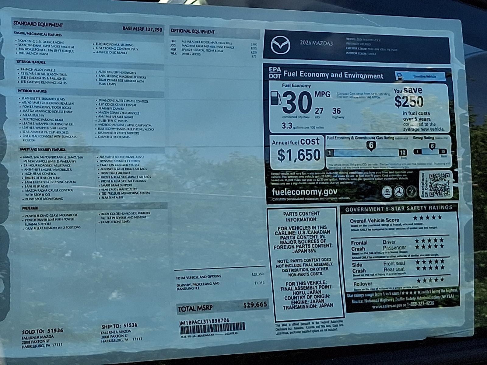 2026 Mazda Mazda3 Sedan 2.5 S Preferred FWD