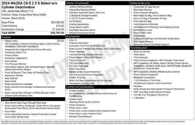 2024 Mazda Mazda CX-5 2.5 S Select Package AWD
