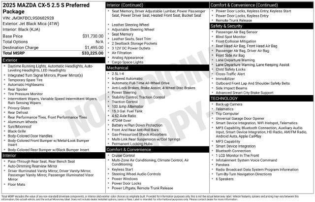 2025 Mazda Mazda CX-5 2.5 S Preferred Package AWD