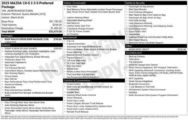 2025 Mazda Mazda CX-5 2.5 S Preferred Package AWD