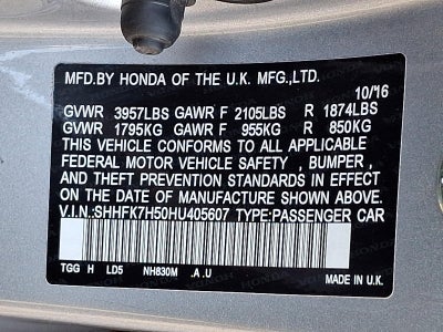 2017 Honda Civic Hatchback EX CVT