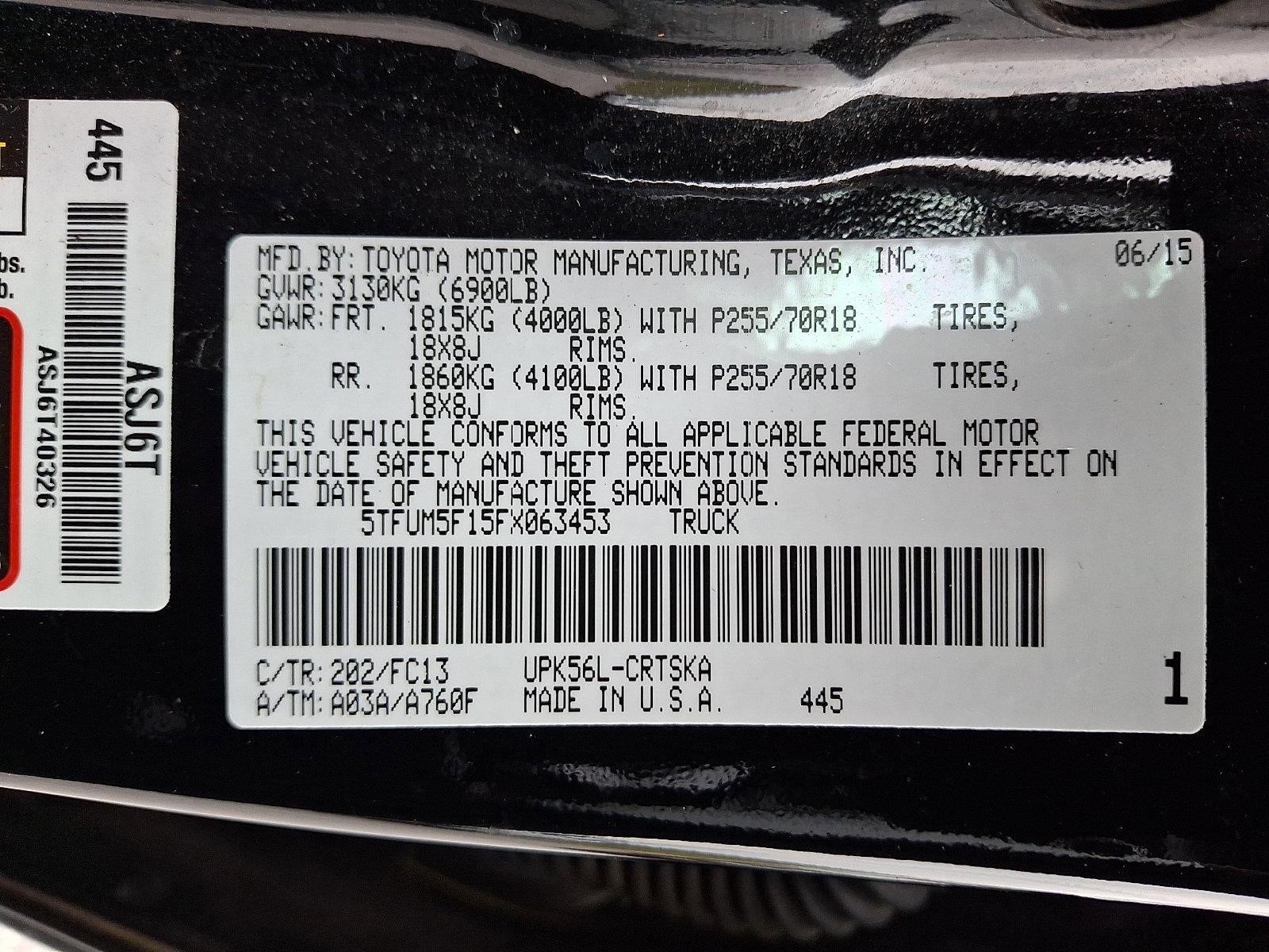 2015 Toyota Tundra 4WD Truck 4WD Double Cab Standard Bed 4.6L V8 SR5 (Natl)